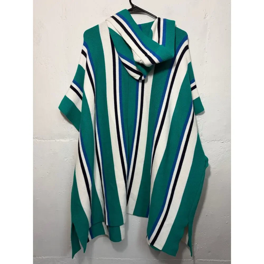 Free People All I Need Stripe Hooded Poncho One Size